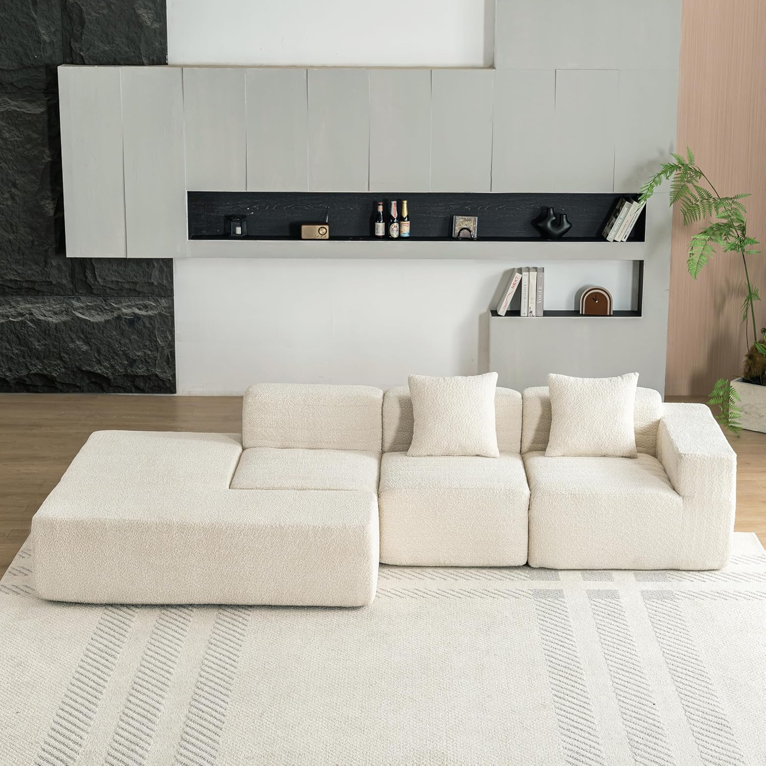 Sofá secional modular de compressão total para sala de estar