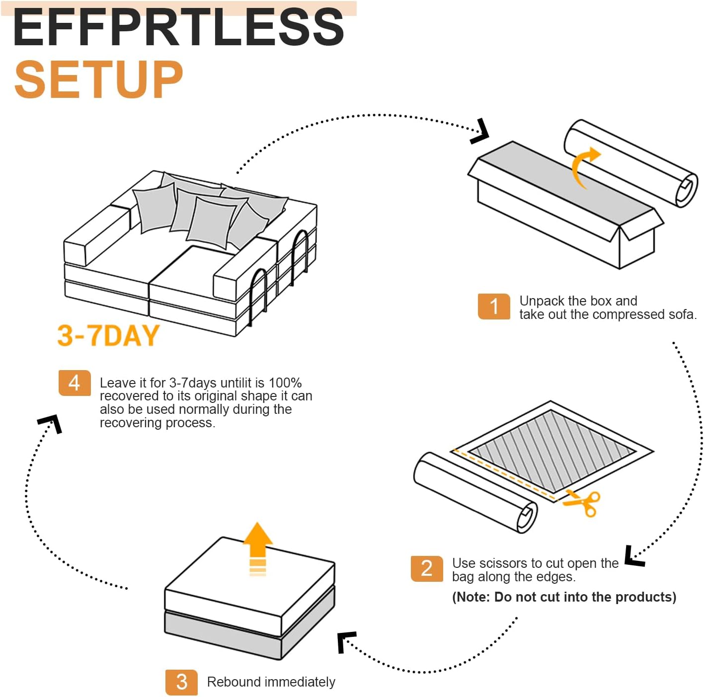Conjunto de sofá modular conversível de espuma comprimida 2025 de 118"