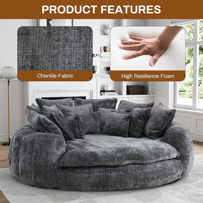 Cama espreguiçadeira redonda e fofa de pelúcia grande