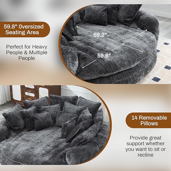 Cama espreguiçadeira redonda e fofa de pelúcia grande