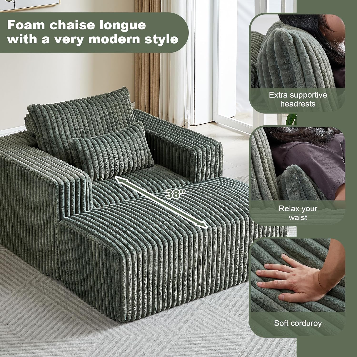 Cadeira Chaise Longue Comprimida com Três Almofadas