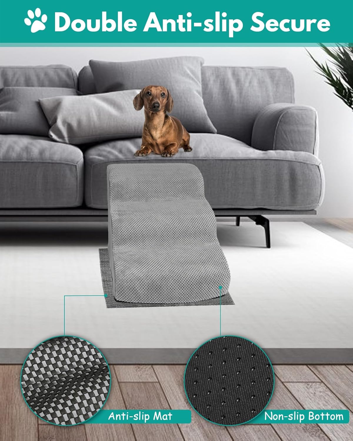 Escada para animais de estimação de 3 degraus com espuma 30D de alta densidade para cães e gatos