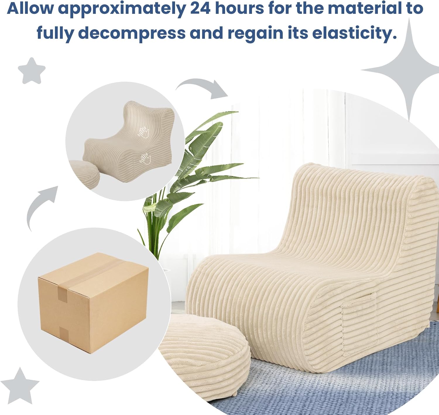 Sofá tipo saco de feijão de compressão para lazer