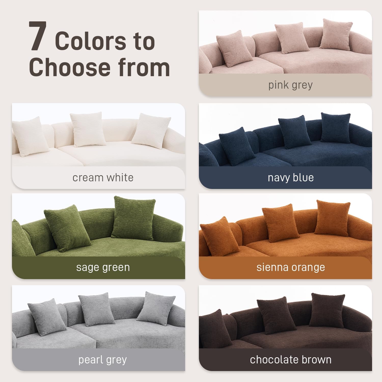 Conjunto de sofá curvo moderno e minimalista de 110"