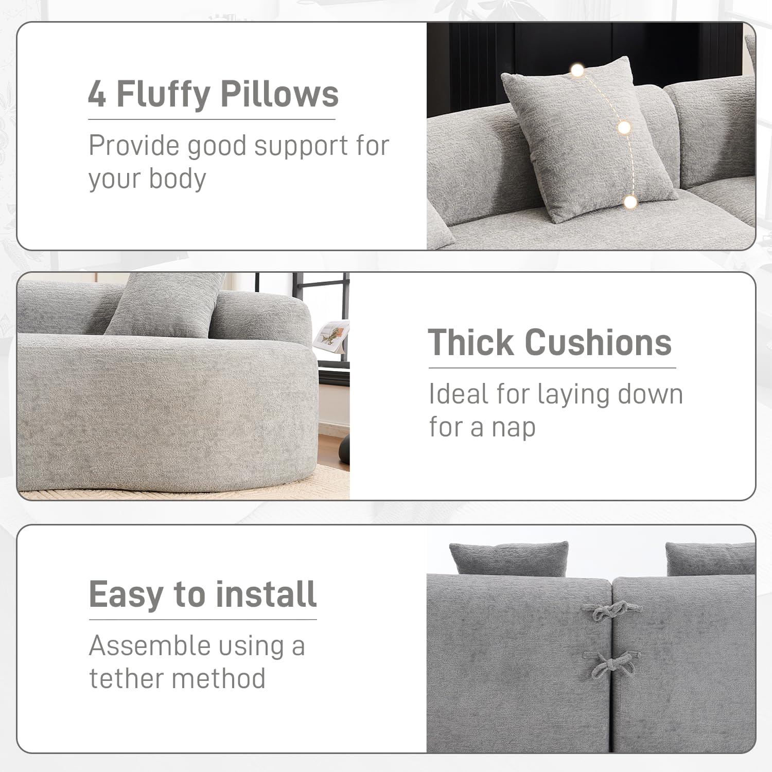 Conjunto de sofá curvo moderno e minimalista de 110"