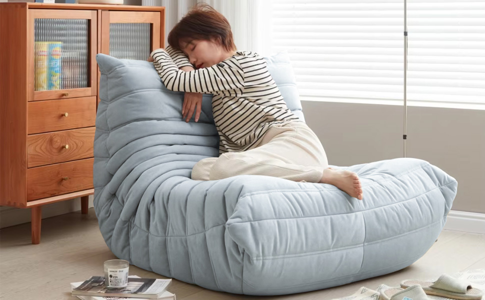 Poltrona tipo pufe Caterpillar Lazy Sofa com tecido personalizado e espuma de alta densidade