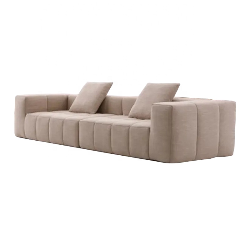 Sofá de compressão pequeno plano três retos bloco de tofu manteiga sofá