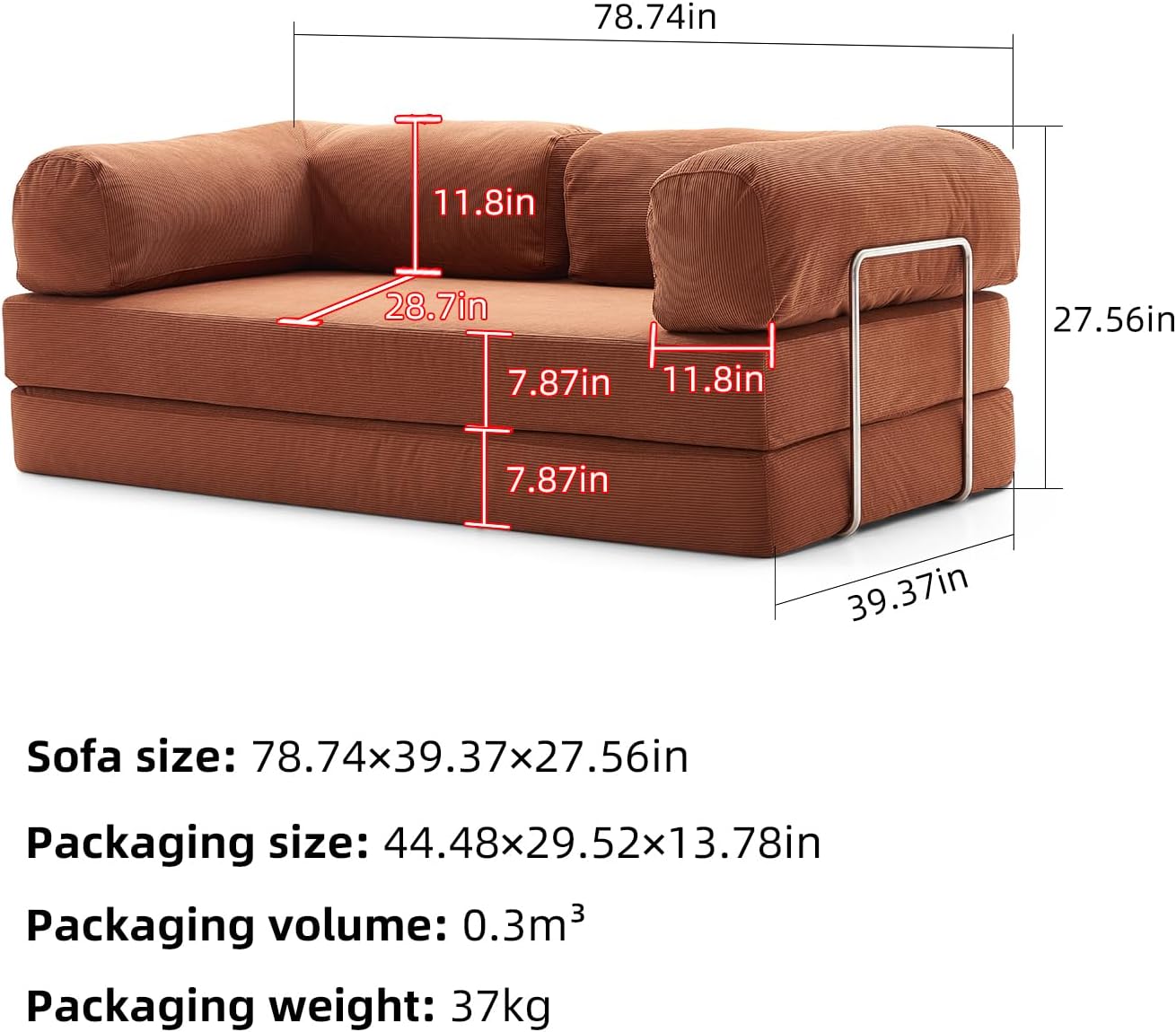 Sofá-cama dobrável conversível de combinação gratuita