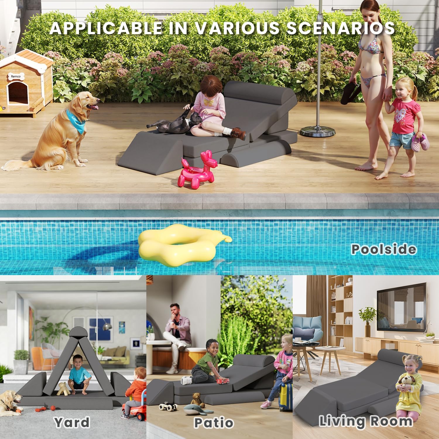 Sofá secional modular infantil à prova d'água para áreas externas