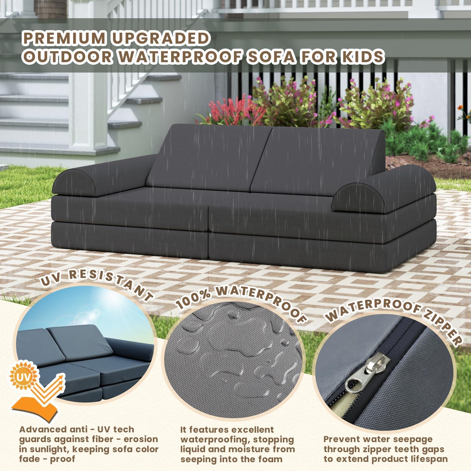 Sofá secional modular infantil à prova d'água para áreas externas