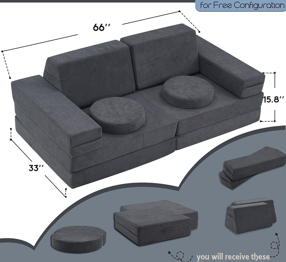 10 peças de sofá de chão para crianças - sofá modular para crianças pequenas