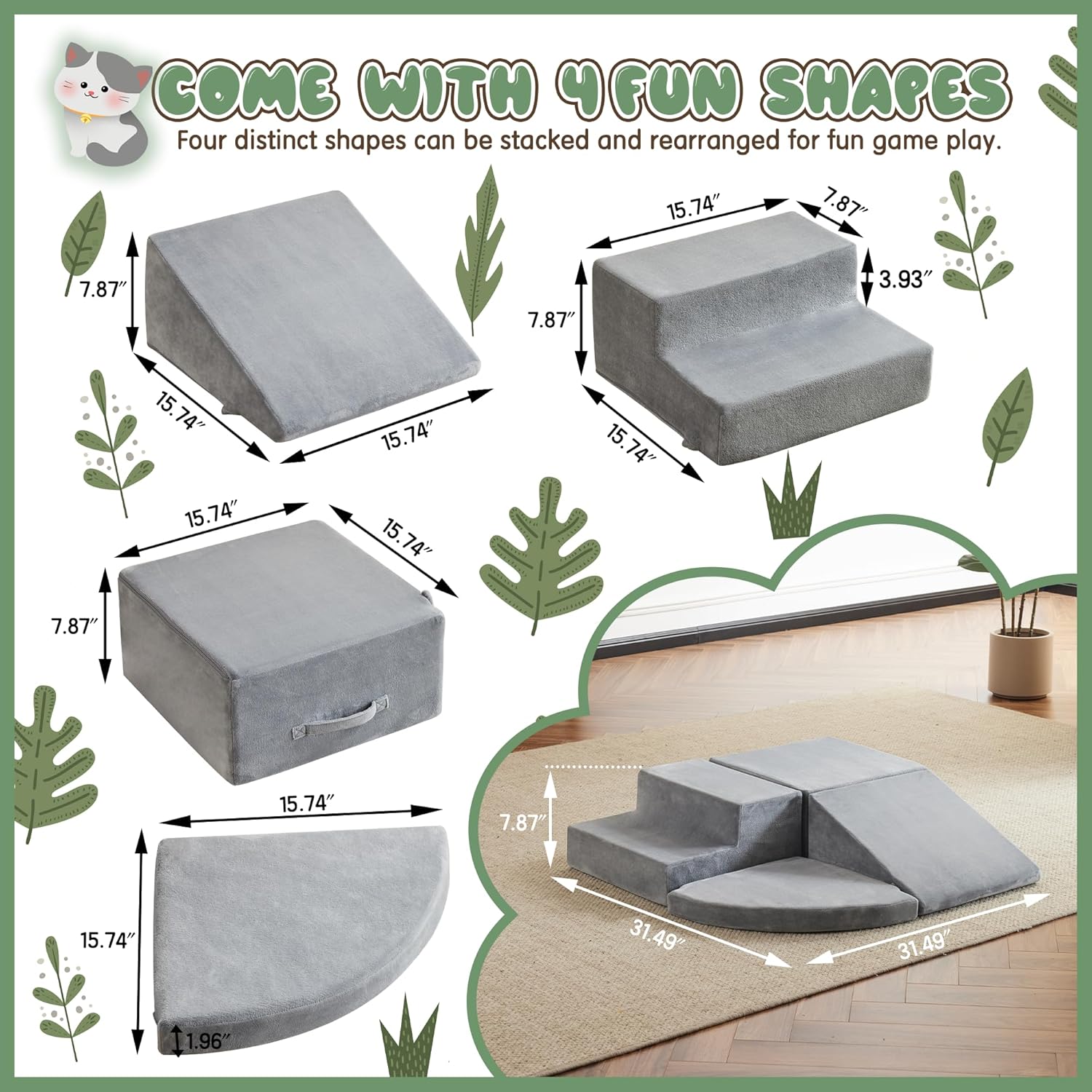 Blocos de escalada de espuma de veludo macio para equipamentos de recreação infantil