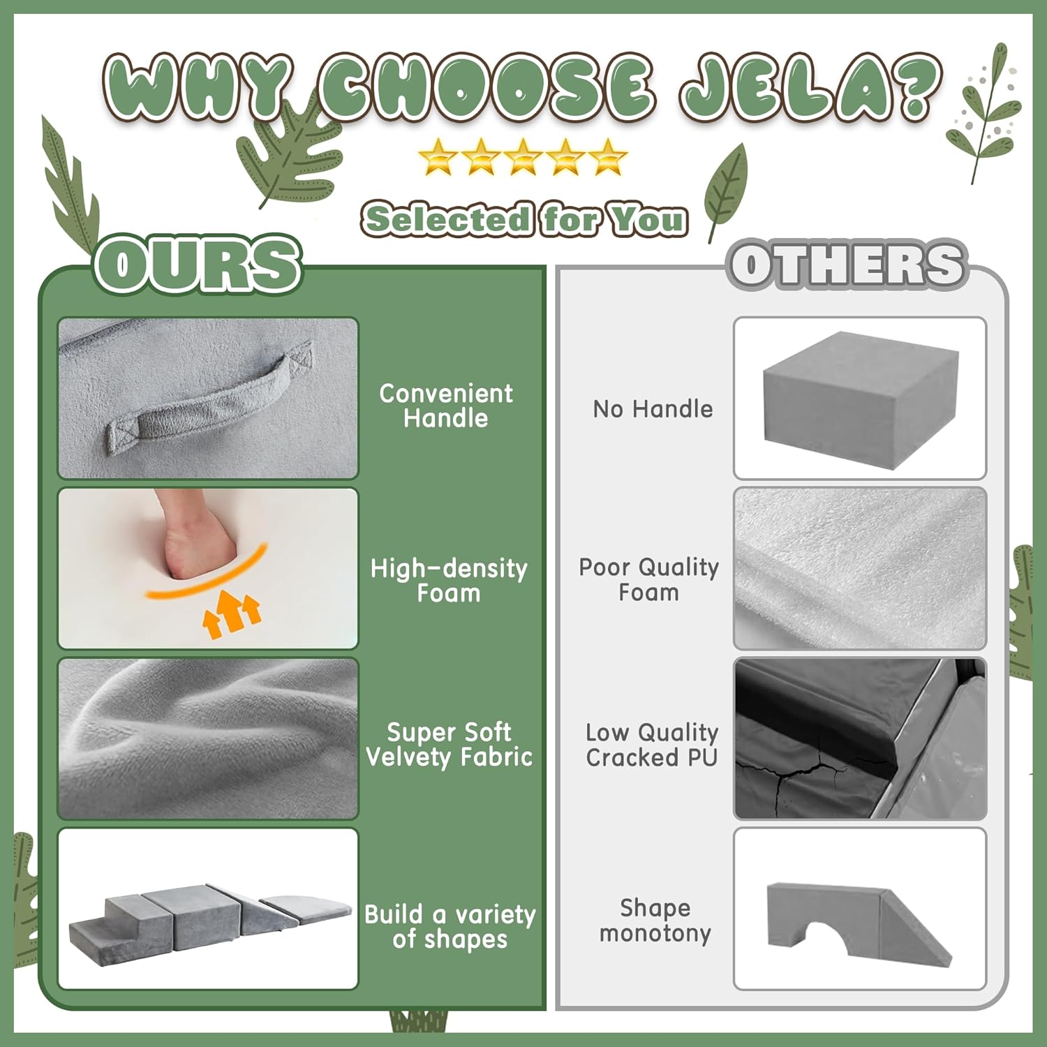 Blocos de escalada de espuma de veludo macio para equipamentos de recreação infantil