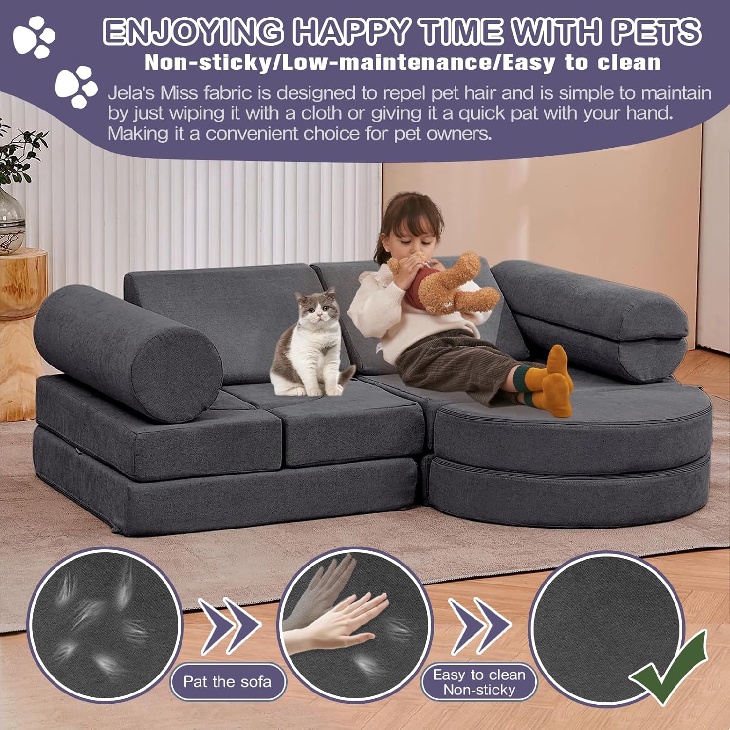 Sofá infantil modular de espuma com 14 peças