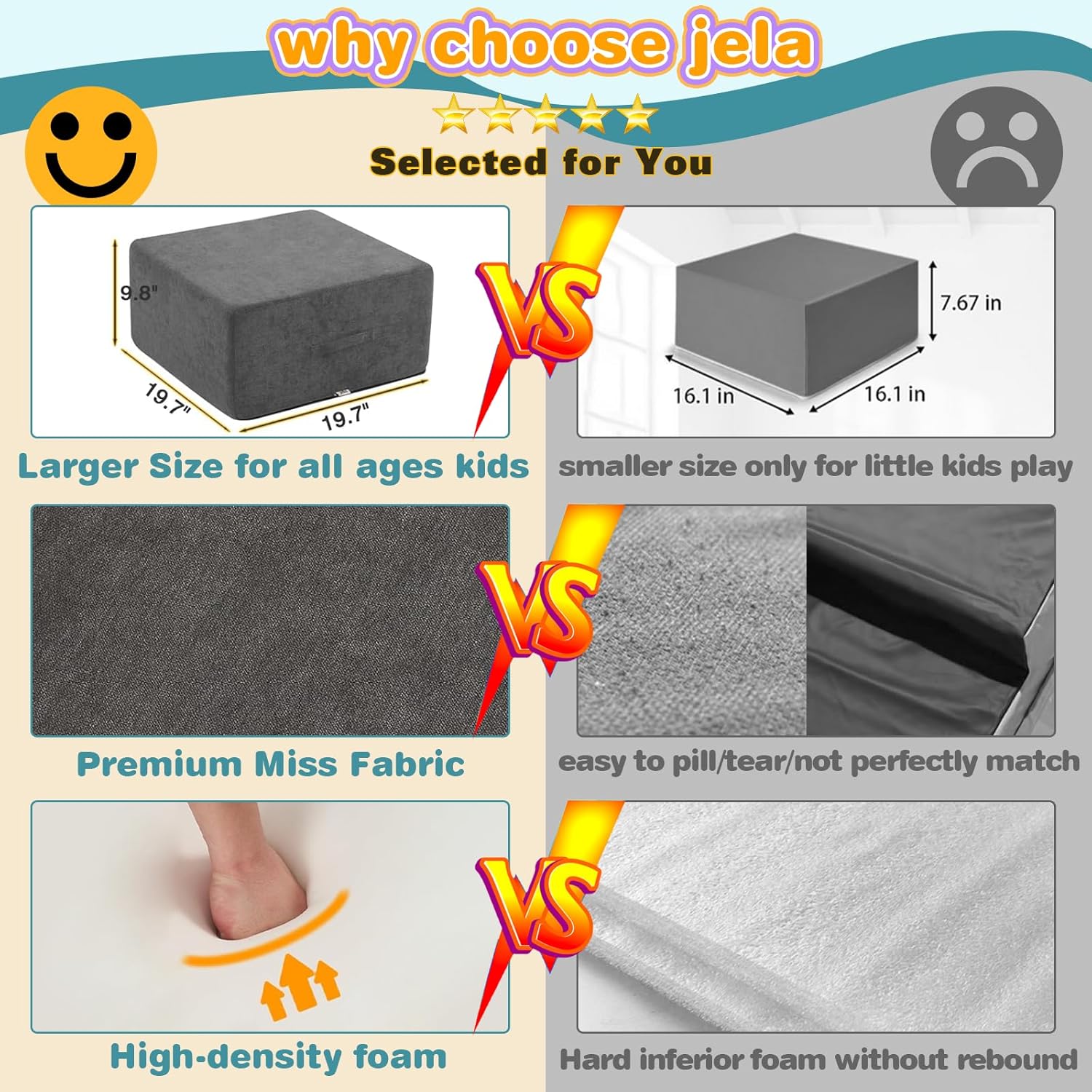 6 blocos de espuma para escalada - Equipamento de brinquedo macio para crianças