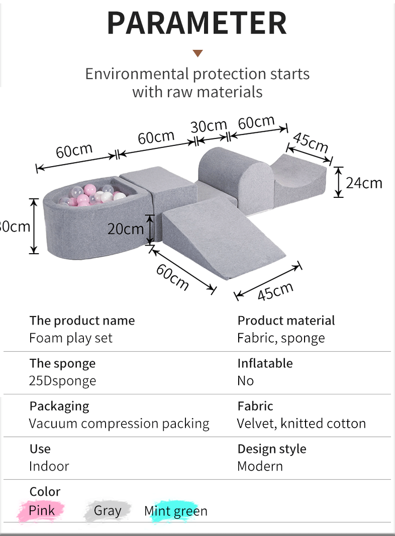 Conjunto de espuma macia para brincar em ambientes internos