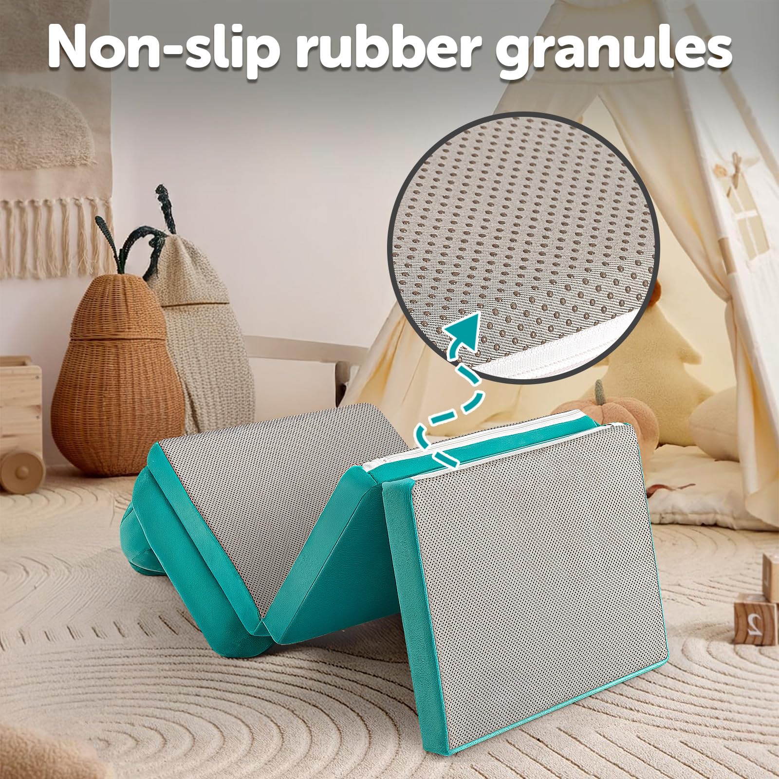 Sofá-cama dobrável de espuma para bebês e crianças com formato de sapo verde