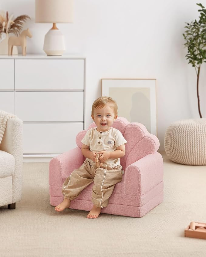 Sofá-cama e espreguiçadeira infantil dobrável 2 em 1 em formato de concha fofa