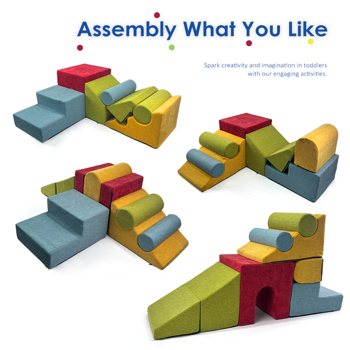 Blocos de escalada de espuma coloridos com 9 peças para crianças pequenas engatinhando