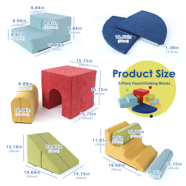 Blocos de escalada de espuma coloridos com 9 peças para crianças pequenas engatinhando
