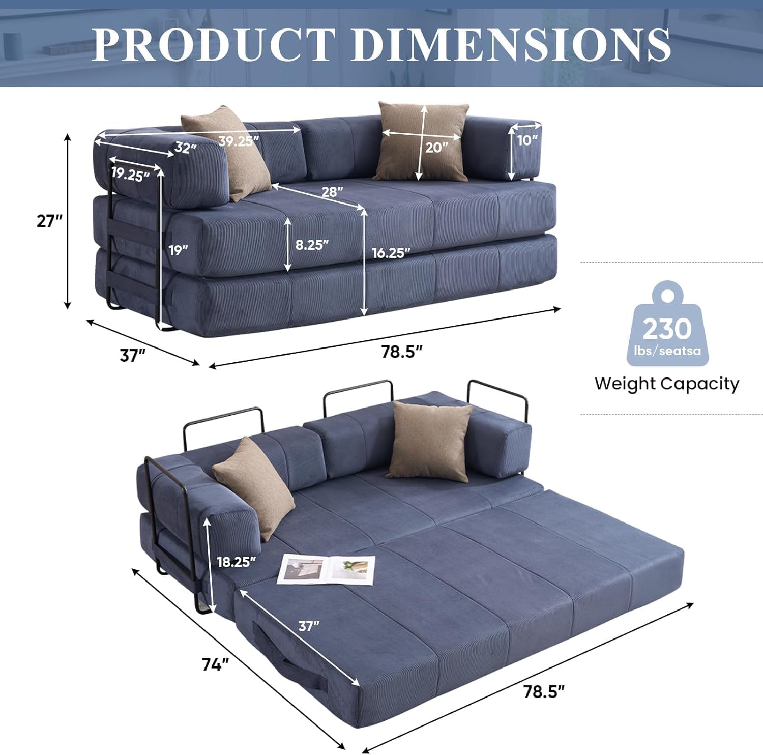 Sofá-cama de compressão conversível de luxo
