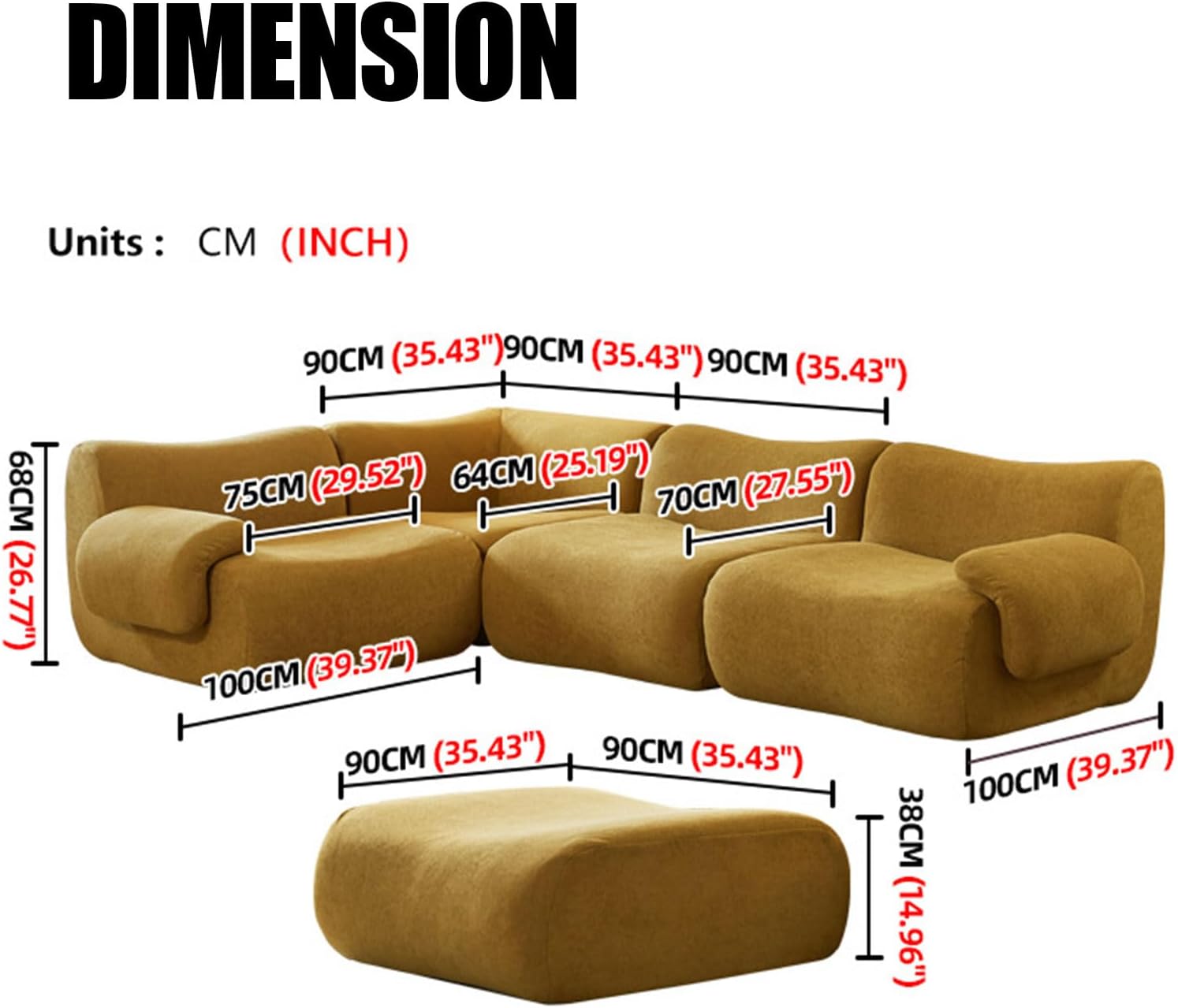 Conjunto de sofá de compressão moderno em lã de cordeiro 2025