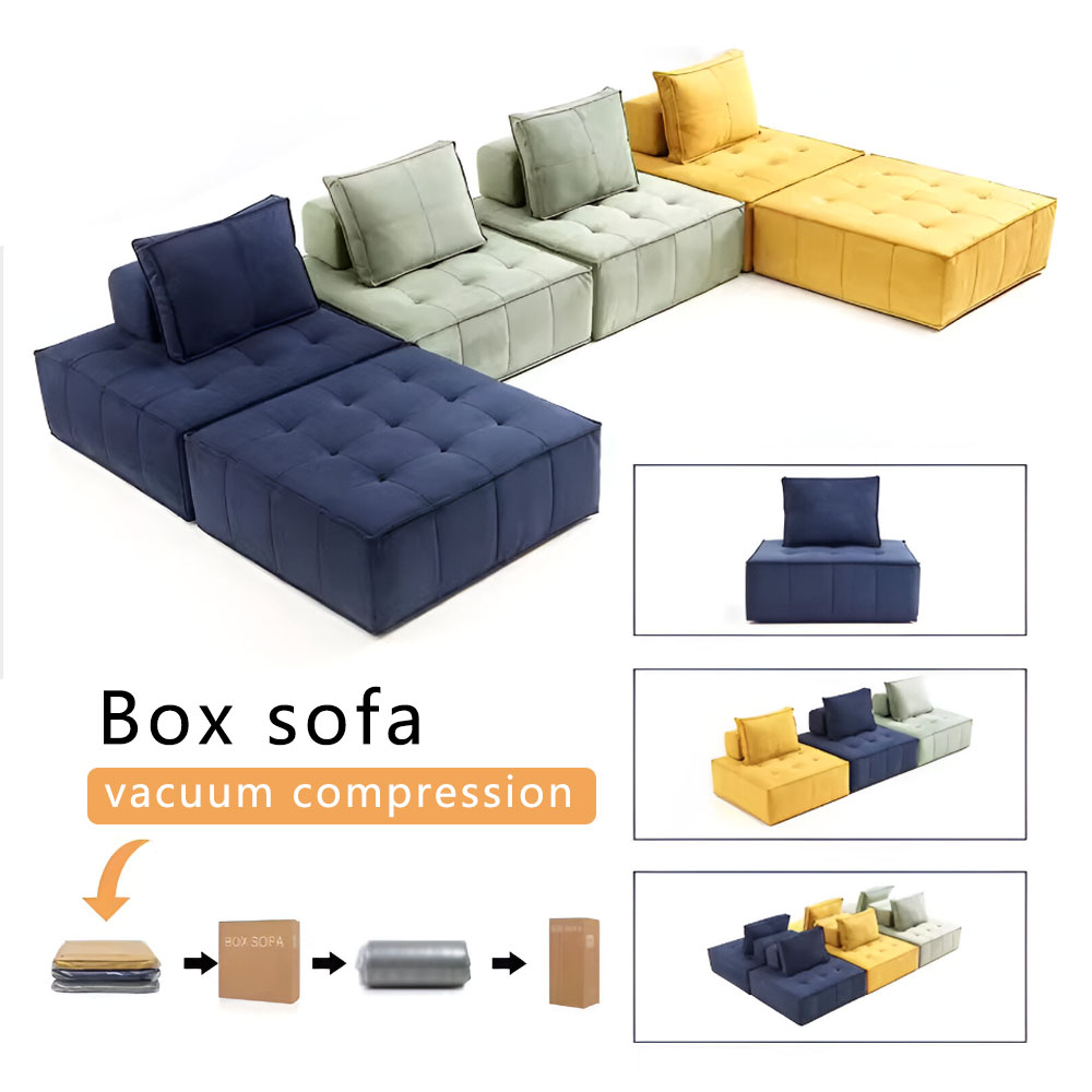Sofá modular estofado em chenille com combinação gratuita