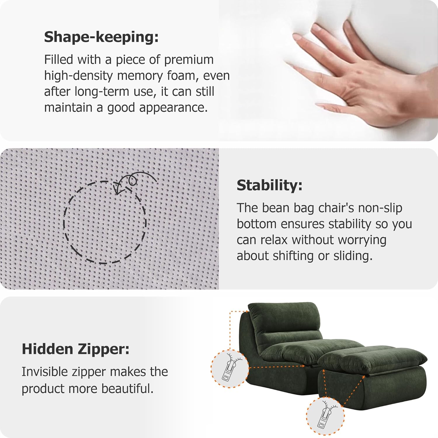 Sofá de compressão individual Velvet Leisure - Poltrona de estar para apartamento