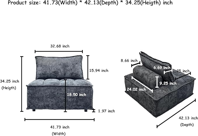Sofá modular estofado em chenille com combinação gratuita