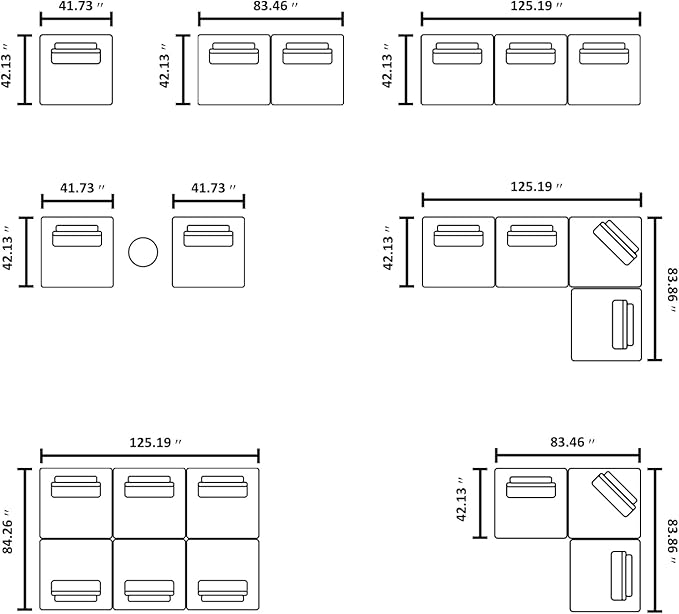 Sofá modular estofado em chenille com combinação gratuita