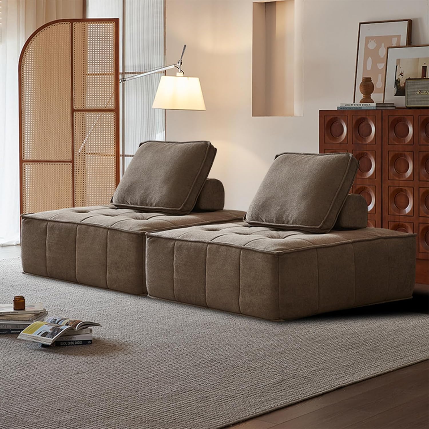 Sofá modular secional Square Tofu - Sofá de compressão a vácuo pronto para uso